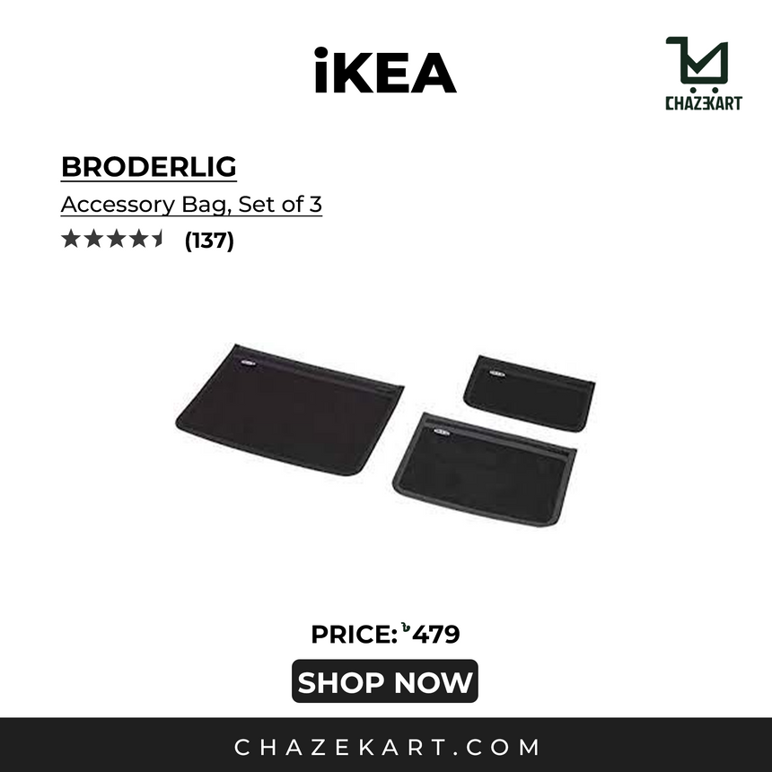 IKEA BRODERLIG accessory bag, set of 3