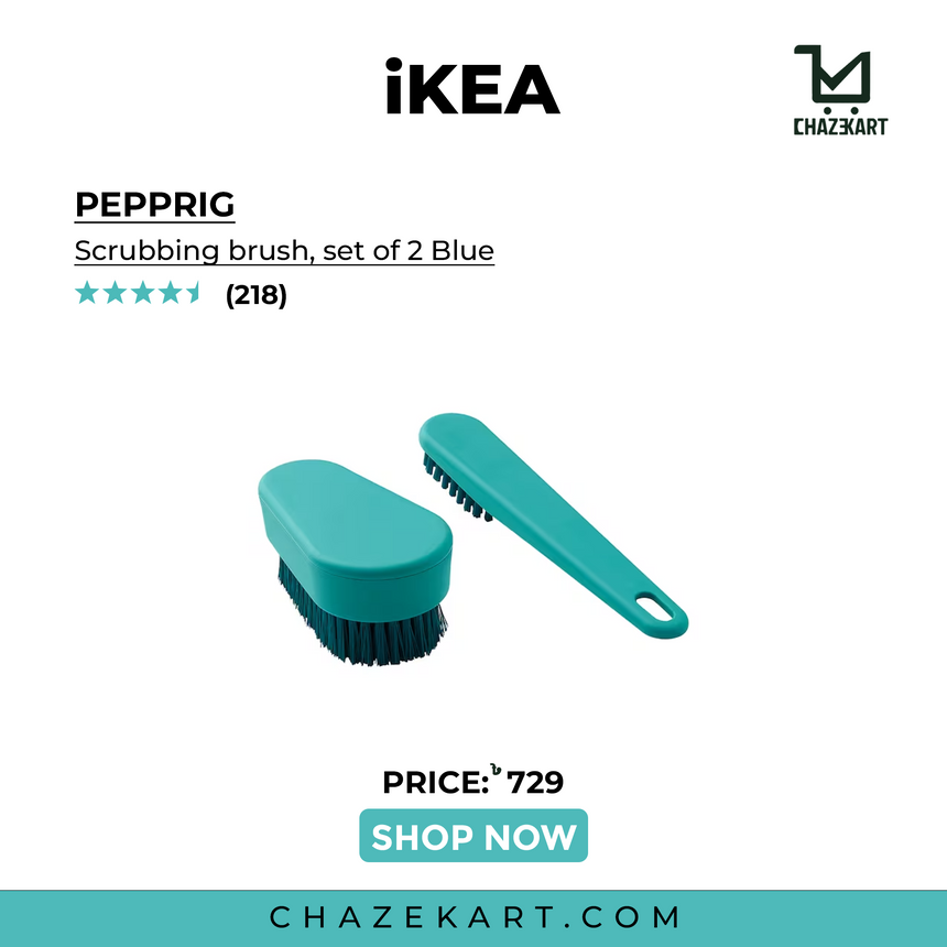 IKEA, PEPPRIG scrubbing brush, set of 2 blue