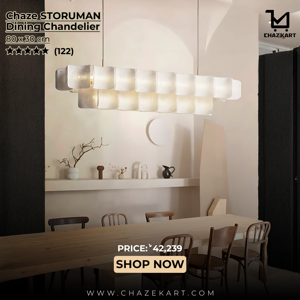 CHAZE STORUMAN, Dining Chandelier 80x30 cm