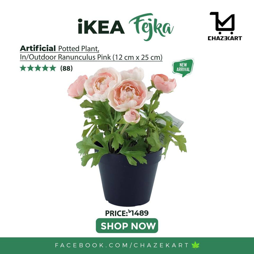 IKEA FEJKA Artificial potted plant, in/outdoor/Ranunculus pink, 12 cm