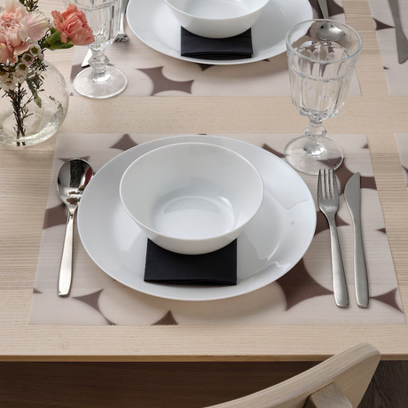 IKEA VARKLYNNE Place mat, patterned black/white, 36x29 cm, set of 6