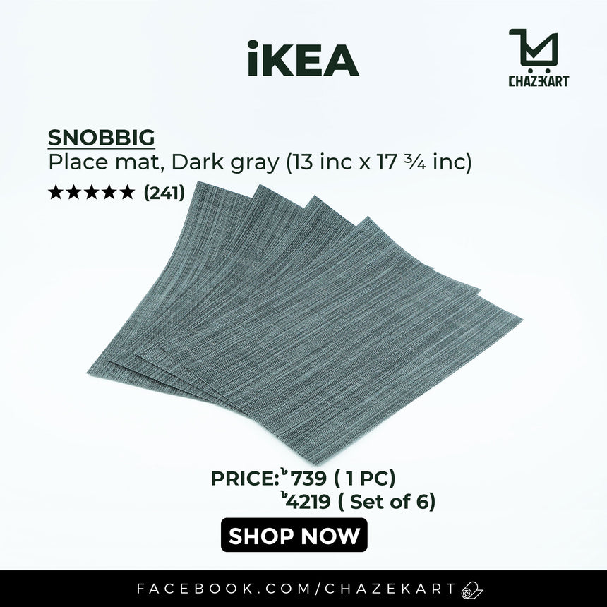 IKEA SNOBBIG place mat dark grey 45x33 cm