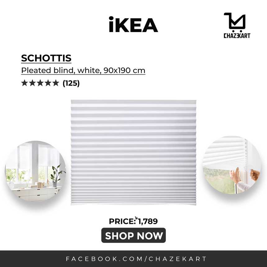 IKEA SCHOTTIS Pleated blind, white, 90x190 cm