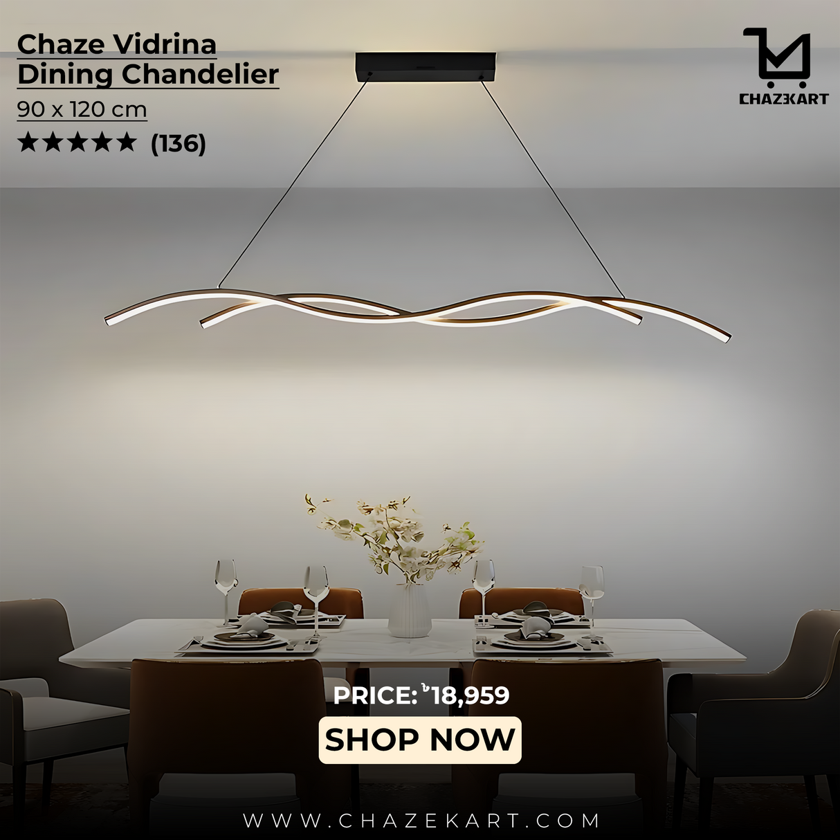 Chaze Vidrina, Dining Chandelier 90x120 cm