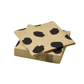 IKEA HAJMAL paper napkin patterned/beige black 24x24 cm