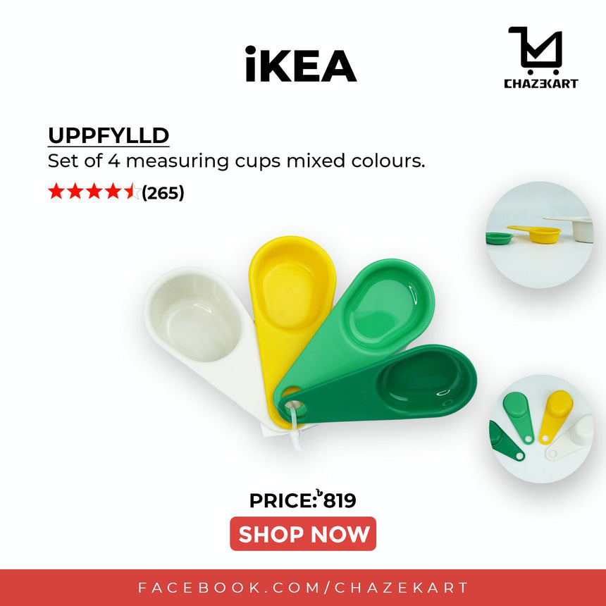 IKEA UPPFYLLD set of 4 measuring cups mixed colours