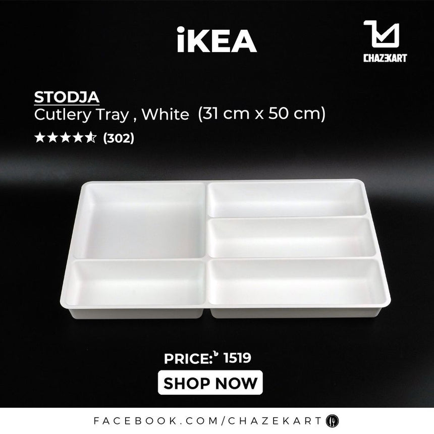 IKEA STODJA Cutlery tray, white, 31x50 cm (12x20 ")