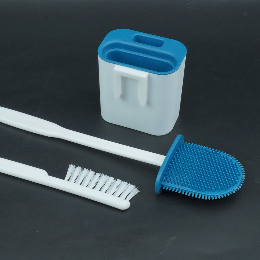 CHAZE STANJEI, Toilet Brush set of 2 with stand (Blue)