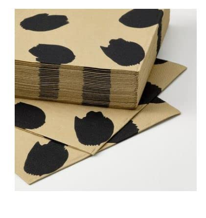 IKEA HAJMAL paper napkin patterned/beige black 24x24 cm