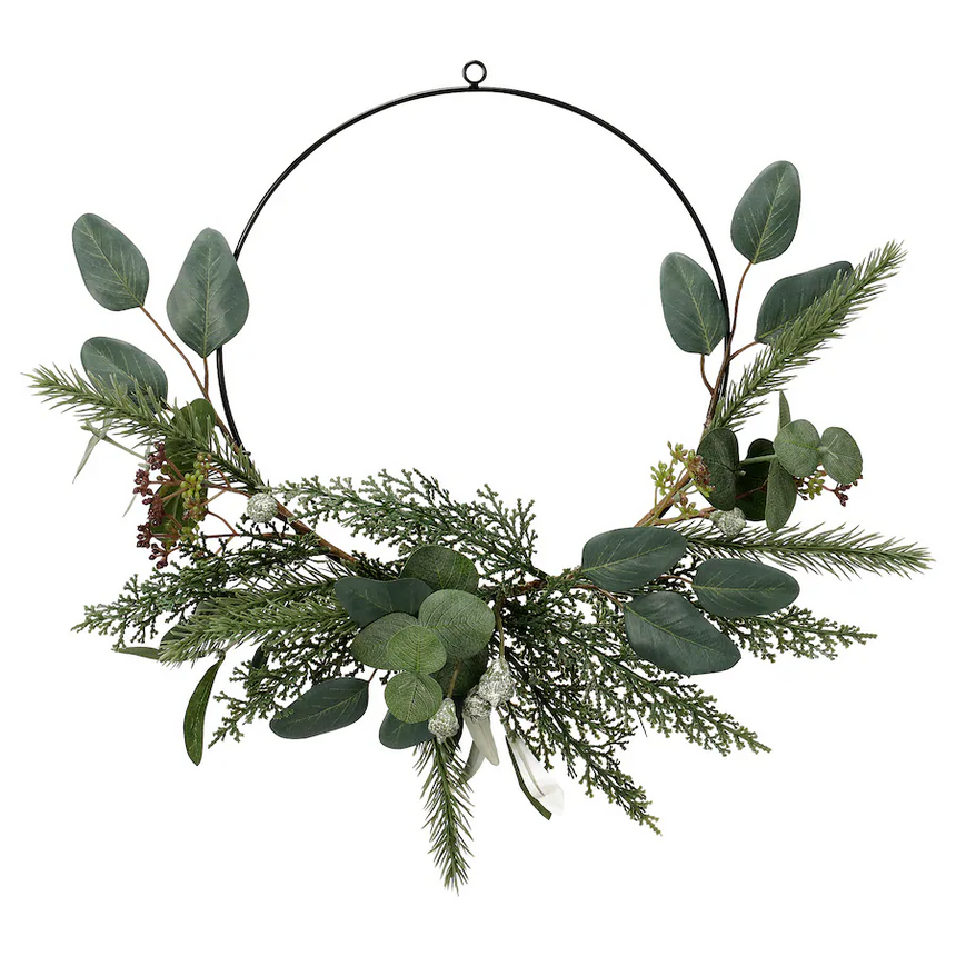 IKEA VINTERFINT Artificial half wreath, in/outdoor green, 45 cm