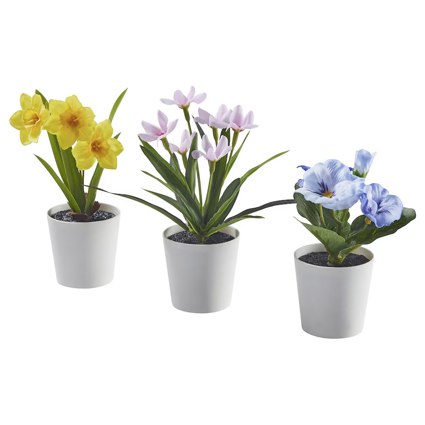 IKEA FEJKA artifi potted plant w pot set of 3 inoutdoor flower 6 cm