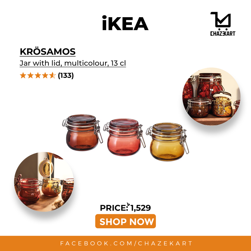 IKEA KROSAMOS Jar with lid, multicolour, 13 cl