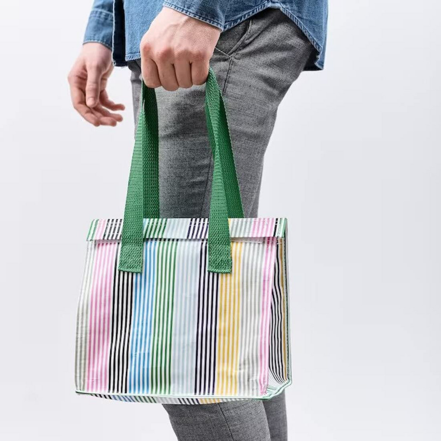 IKEA FLADDRIG Lunch bag, striped/multicolour, 25x16x27 cm