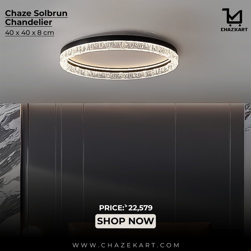 Chaze Solbrun, Bedroom Ceiling Light 40x40x8 cm