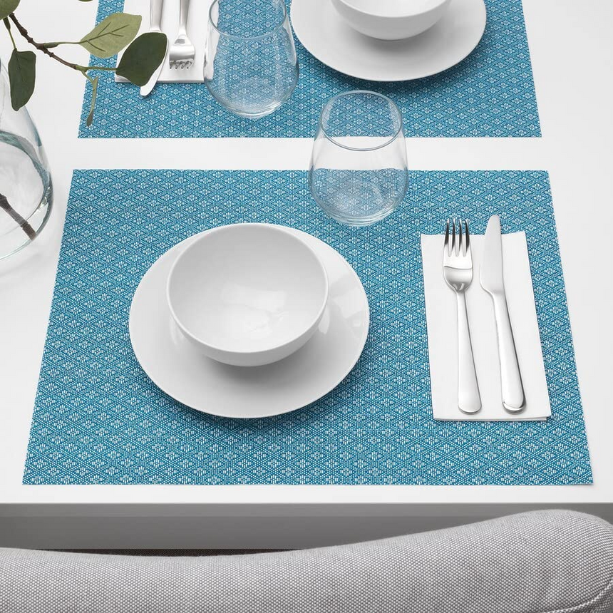 IKEA GALLRA place mat blue/patterned 45x33 cm