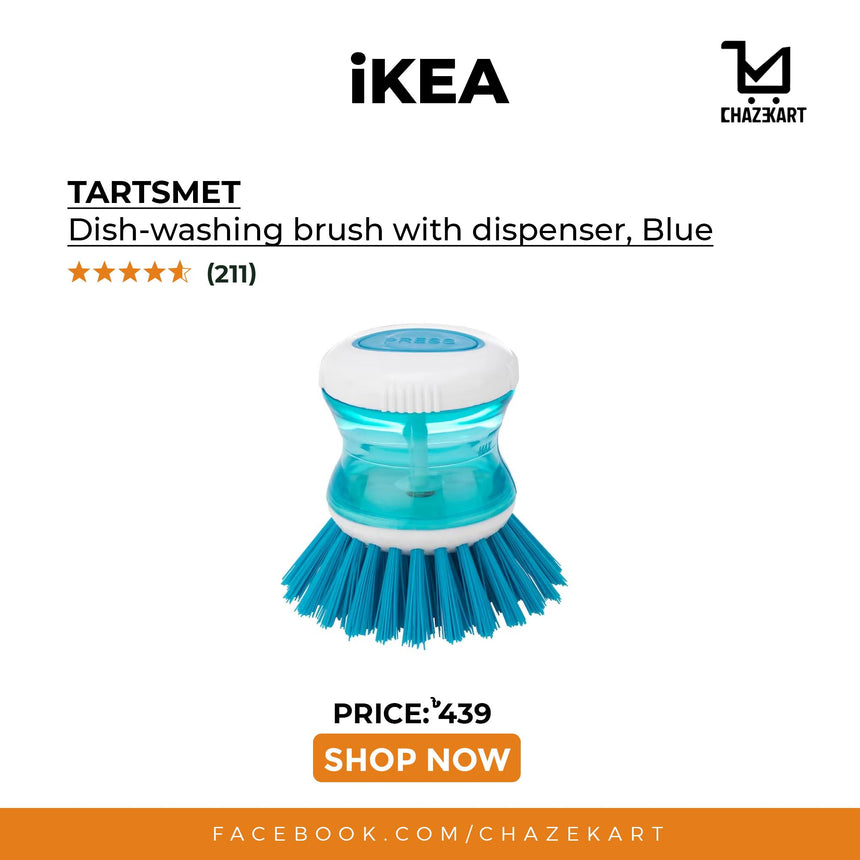 IKEA TARTSMET Dish-Washing Brush with Dispenser Blue