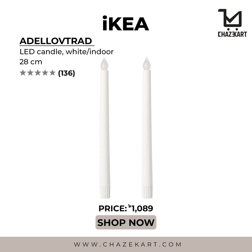 IKEA ADELLOVTRAD LED candle, white/indoor, 28 cm