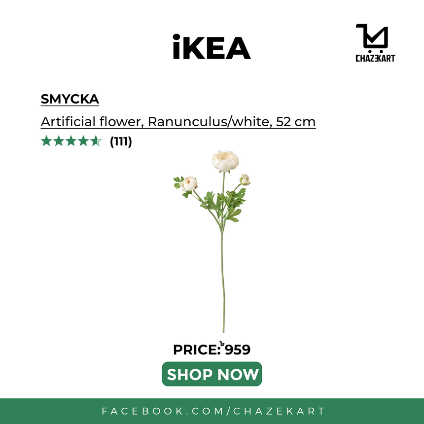 SMYCKA Artificial flower, Ranunculus/white, 52 cm