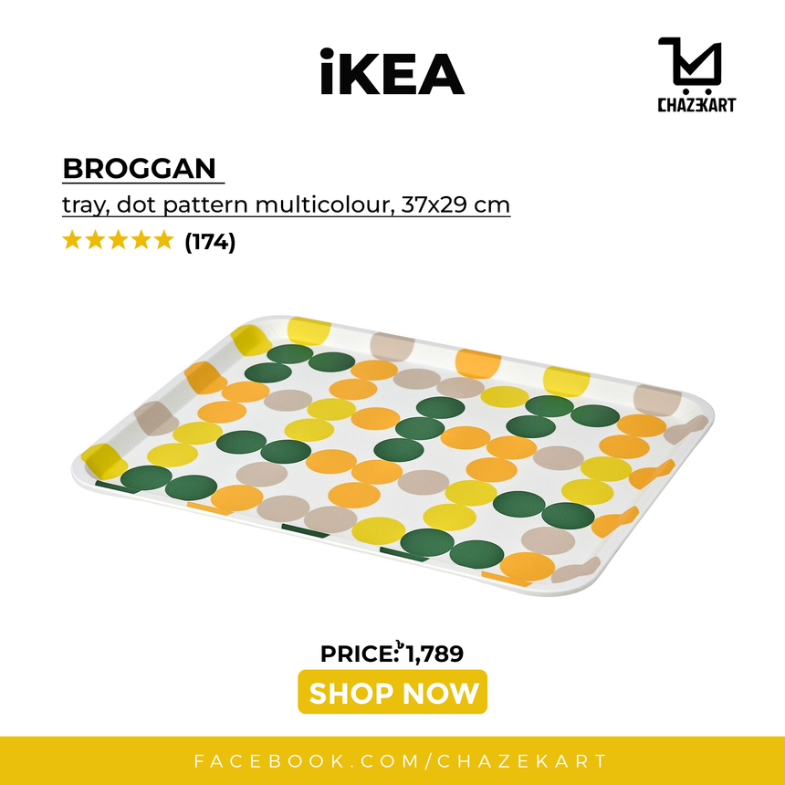 IKEA BROGGAN tray, dot pattern multicolour, 37x29 cm