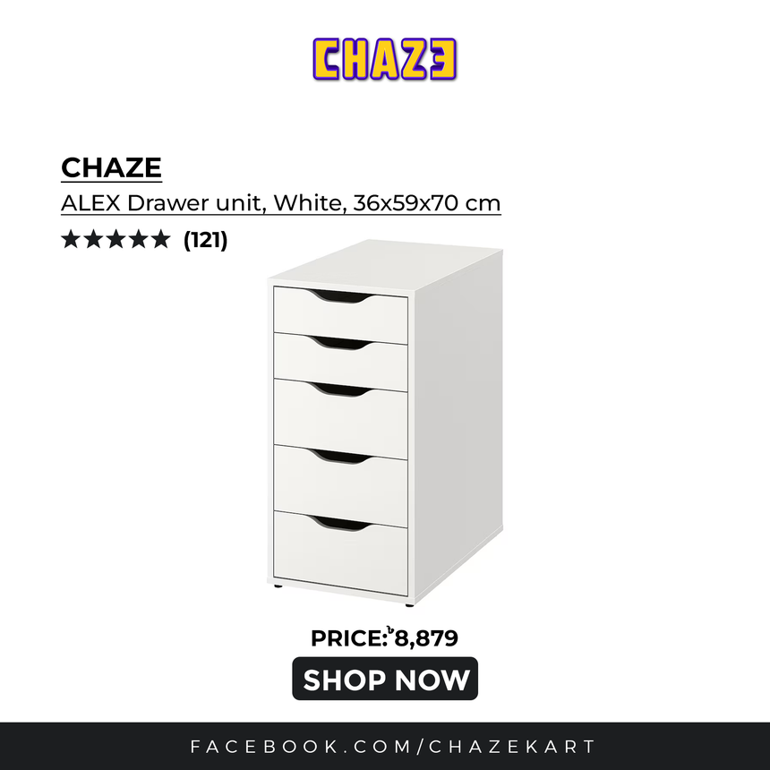 CHAZE ALEX Drawer unit, White, 36x59x70 cm