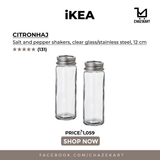 IKEA CITRONHAJ Salt and pepper shakers, clear glass/stainless steel, 12 cm
