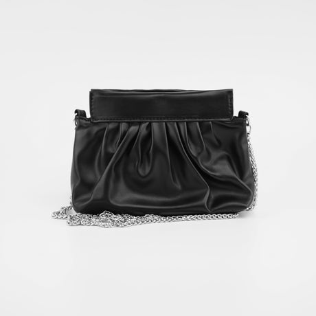 Elegant Pearl Chain Handbag, Black, 16x22 cm