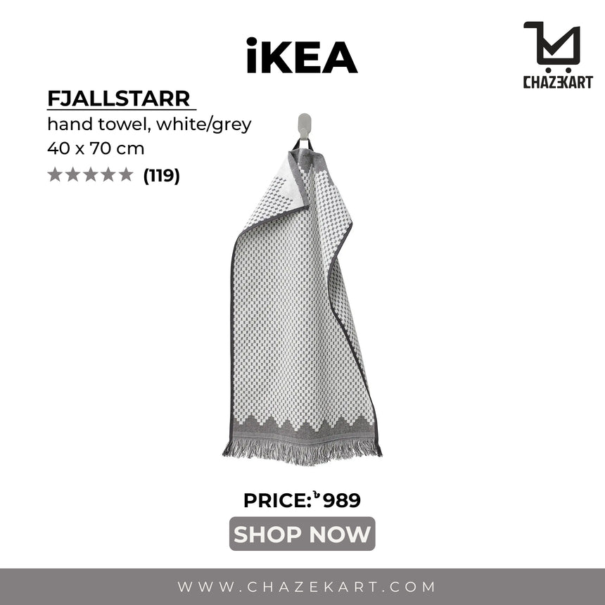 IKEA FJALLSTARR hand towel, white/grey, 40x70 cm