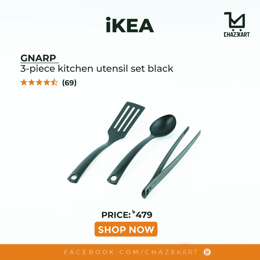 IKEA, GNARP 3-piece kitchen utensil set black