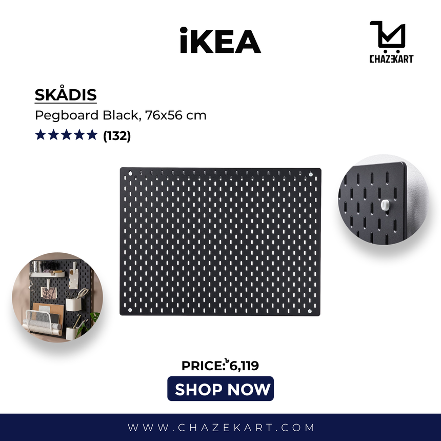 IKEA SKADIS pegboard, black, 76x56 cm