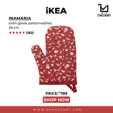 IKEA INAMARIA oven glove, patterned/red
