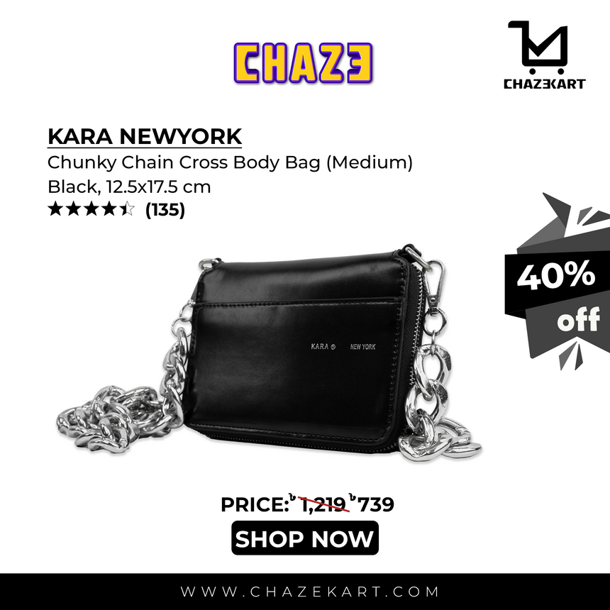 KARA Crossbody Bag , Black, 12.5x17.5 cm (Medium)