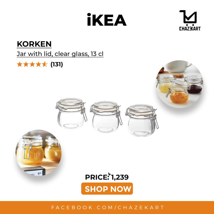 IKEA KORKEN jar with lid, clear glass, 13 cl