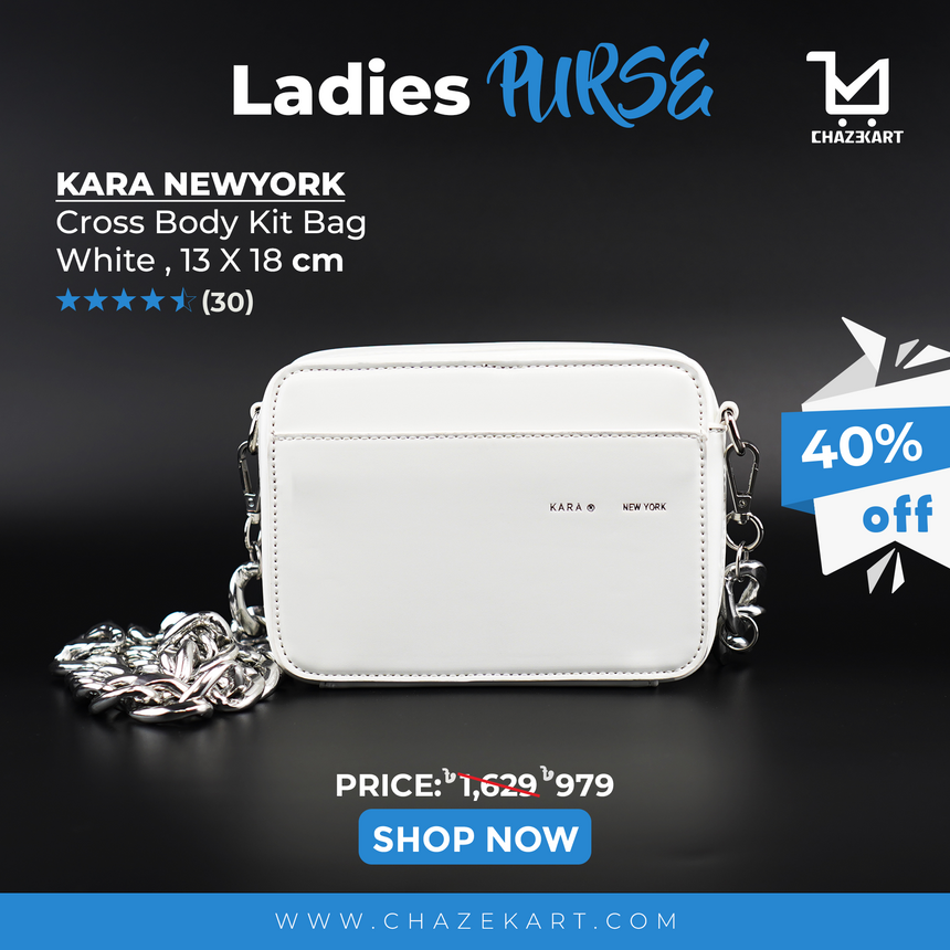 KARA Crossbody Bag, White, 13x18 cm (Large)