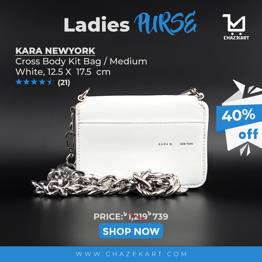 KARA Crossbody Bag, White, 12.5x17.5 cm (Medium)