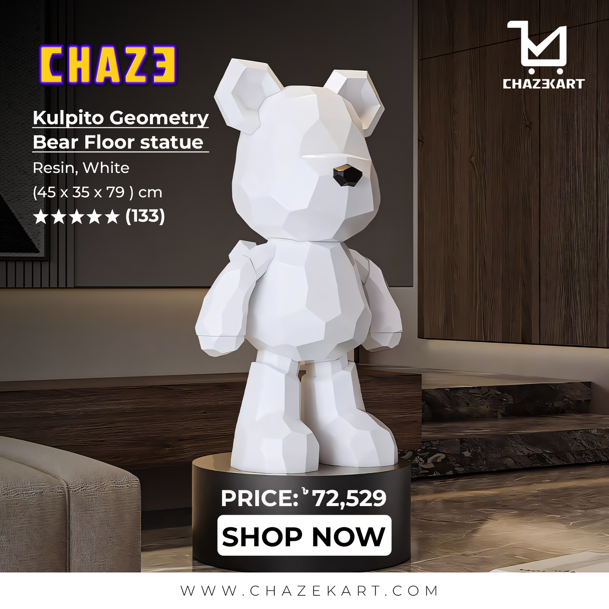 Chaze Kulpito Geometry Bear Floor statue White