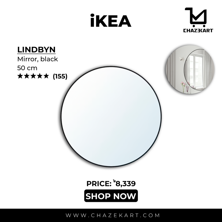 IKEA LINDBYN Mirror, black, 50 cm