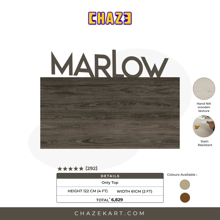 CHAZE Marlow Table top, Charcoal Burn Wood