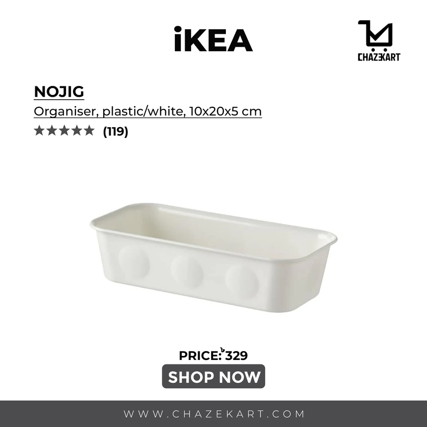 IKEA NOJIG Organiser, plastic/white, 10x20x5 cm