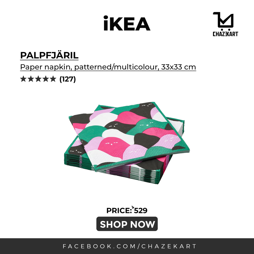 IKEA PALPFJARIL Paper napkin, patterned/multicolour, 33x33 cm