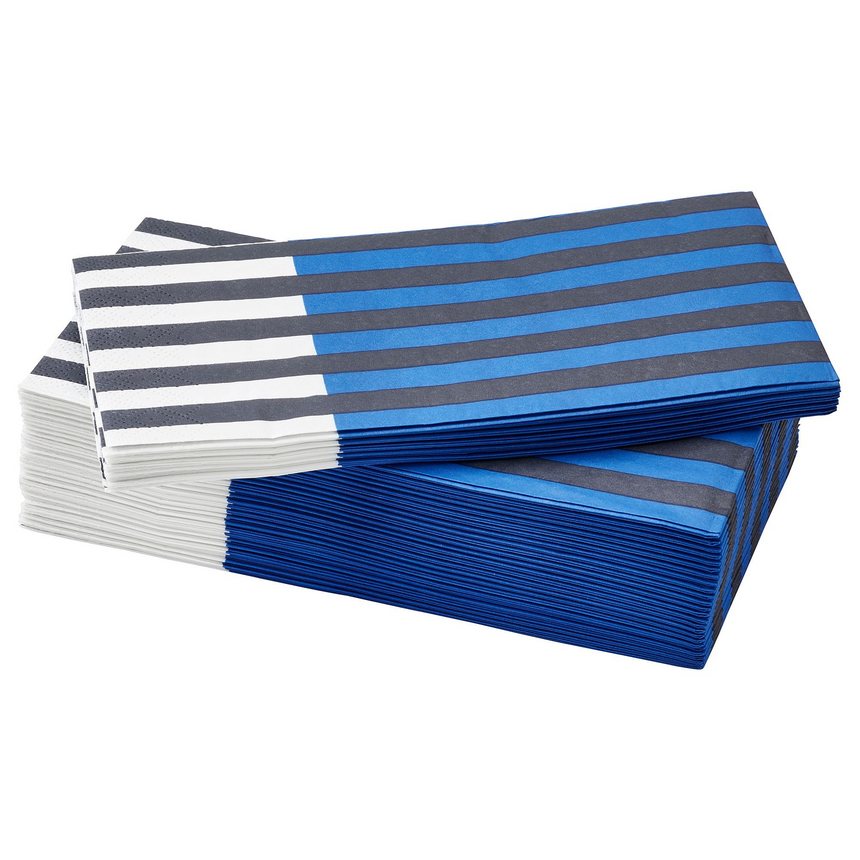 IKEA PALPFJARIL Paper napkin, striped blue/black/white, 38x38 cm