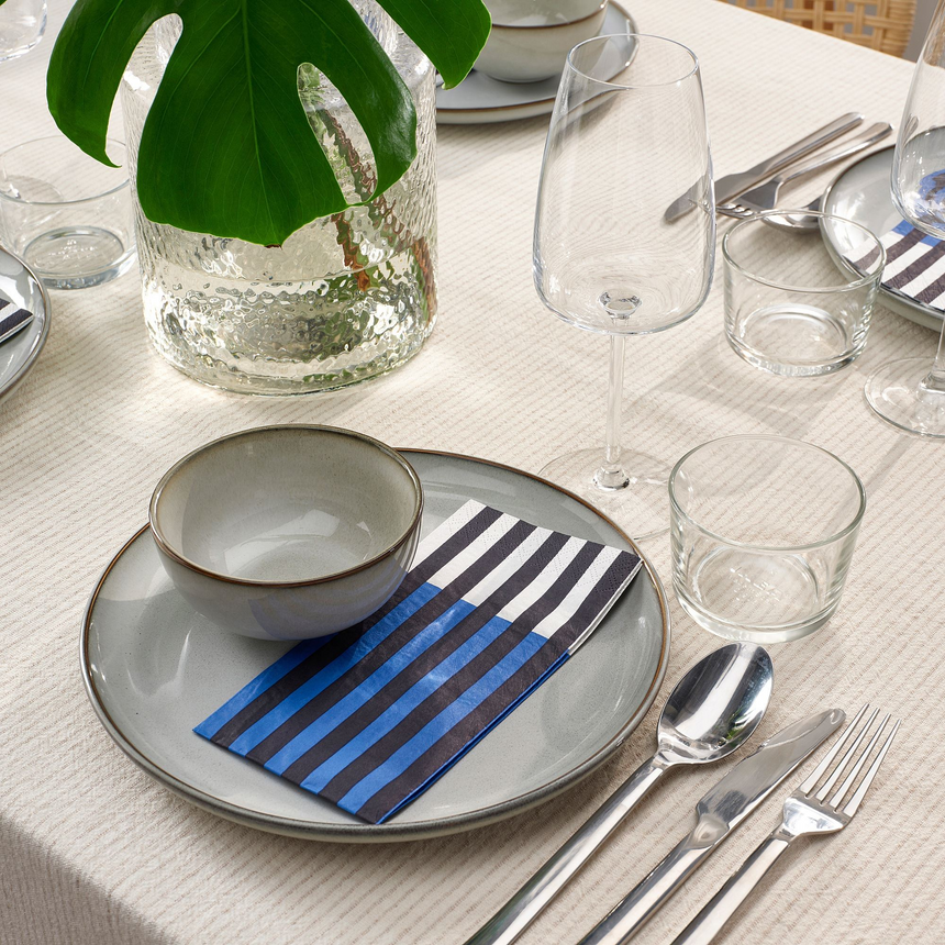 IKEA PALPFJARIL Paper napkin, striped blue/black/white, 38x38 cm