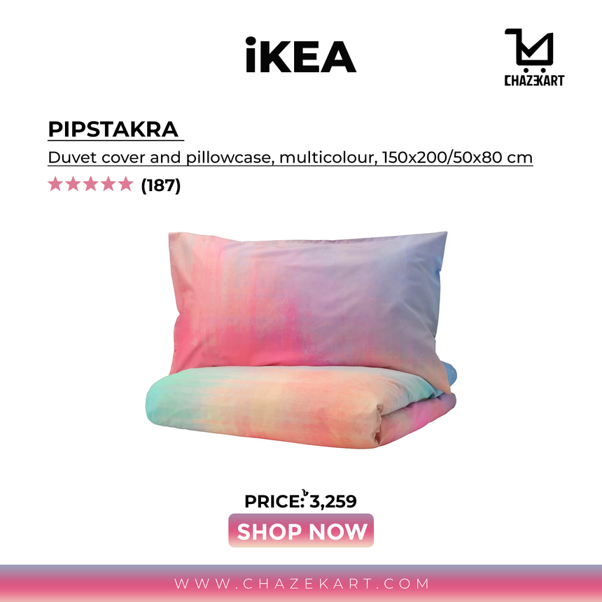 IKEA PIPSTAKRA Duvet cover and pillowcase, multicolour, 150x200/50x80 cm