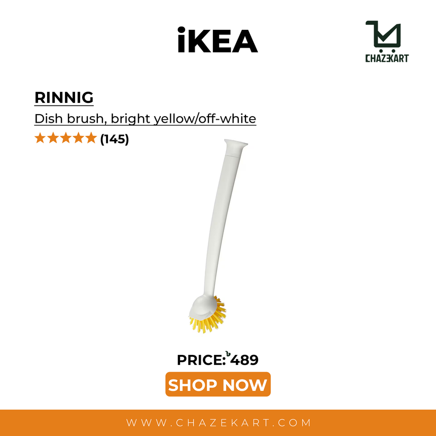 IKEA RINNIG Dish-washing brush, bright yellow/off-white