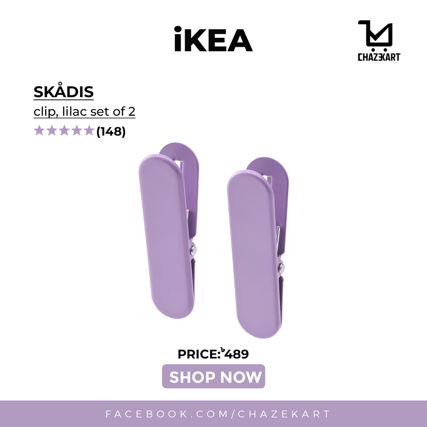 IKEA SKADIS clip, lilac set of 2