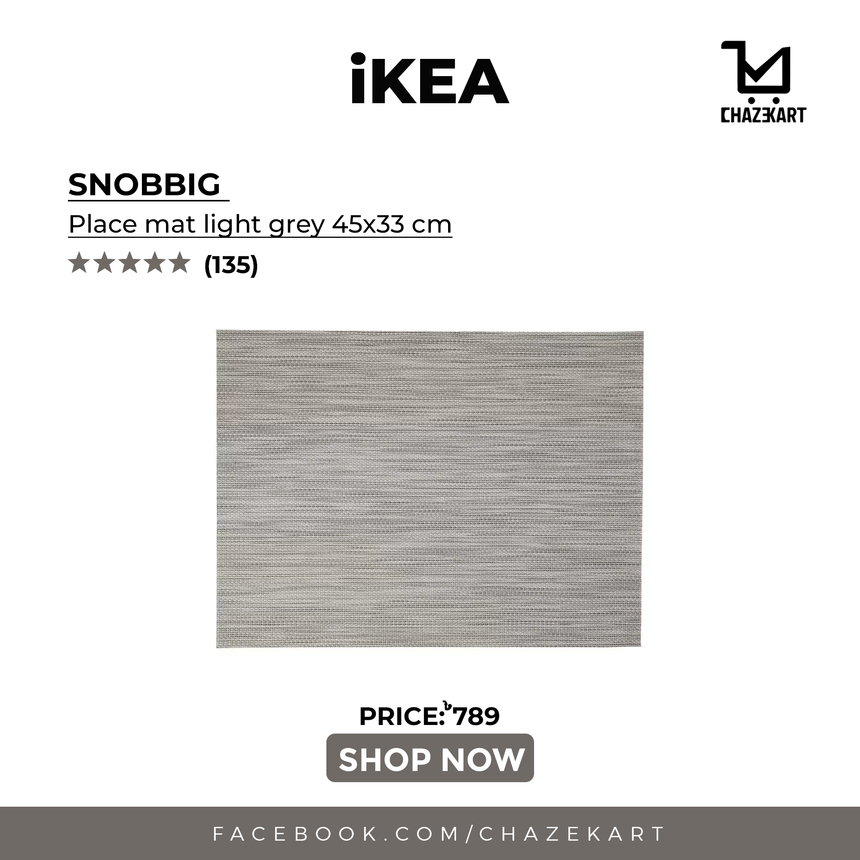 IKEA SNOBBIG place mat light grey 45x33 cm