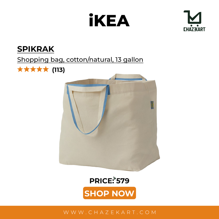 IKEA SPIKRAK Shopping bag, cotton/natural, 13 gallon