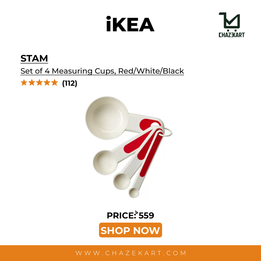 IKEA STAM Set of 4 Measuring Cups, Red/White/Black