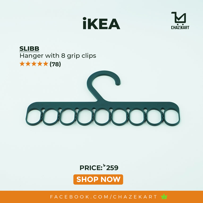 IKEA SLIBB Hanger with 8 grip clips