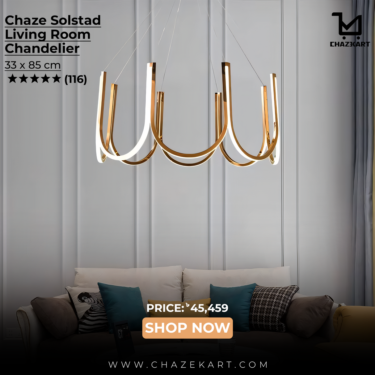 Chaze Solstad, Living Room Chandelier 33x85x150 cm