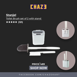 CHAZE STANJEI, Toilet Brush set of 2 with stand (Grey)